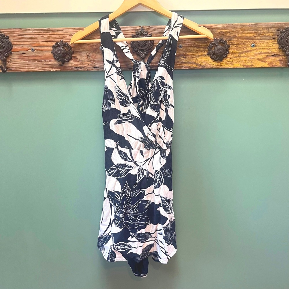Abercrombie & Fitch Black White Floral Linen Blend Sequin Dress MP Medium Petite